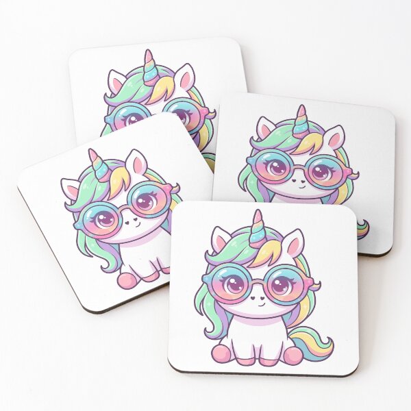 Item preview, Pastel Kawaii Unicorn with Rainbow Glasses Vector Illustration designed and sold by DiNata.