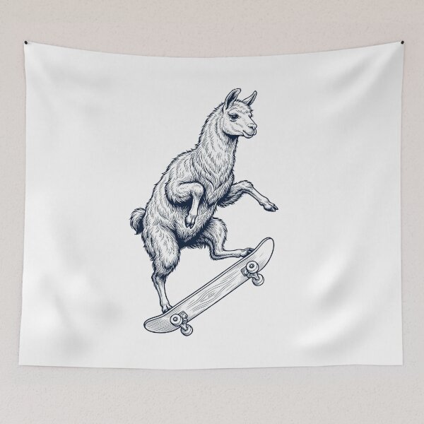 Artikelvorschau, Vintage Lama Skateboarding Skate Tierliebhaber entworfen und verkauft von DoodleTortle.