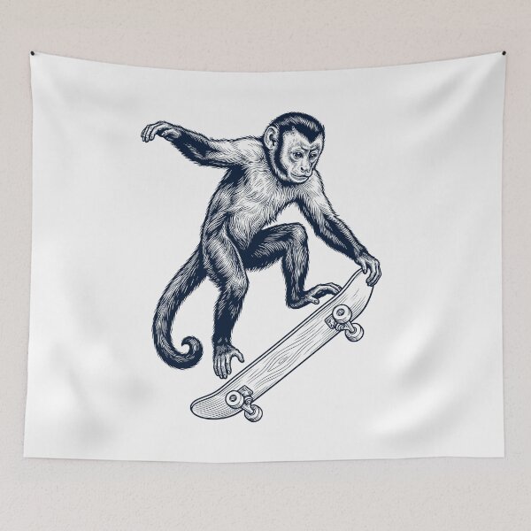 Item preview, Vintage Monkey Skateboarding Skate Animal Lover designed and sold by DoodleTortle.