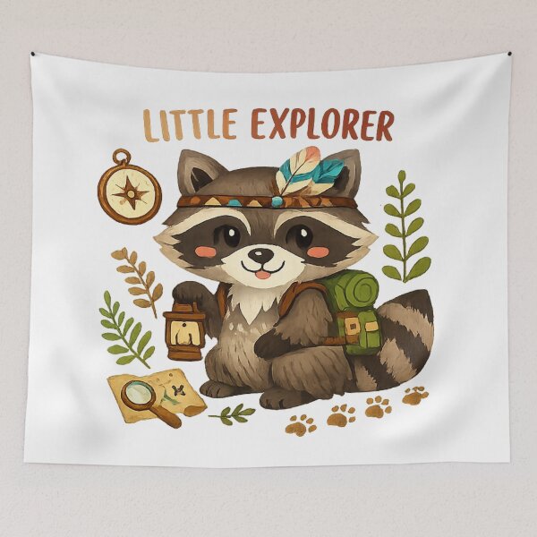 Item preview, Little Explorer Cute Raccoon Adventure Illustration designed and sold by myforestfog.