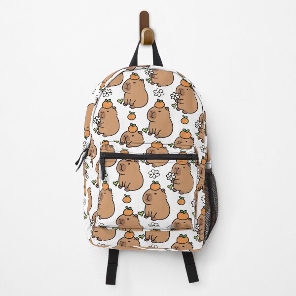 Item preview, Seamless Kawaii Capybara Pattern with Oranges and Daisies designed and sold by MJ ART.