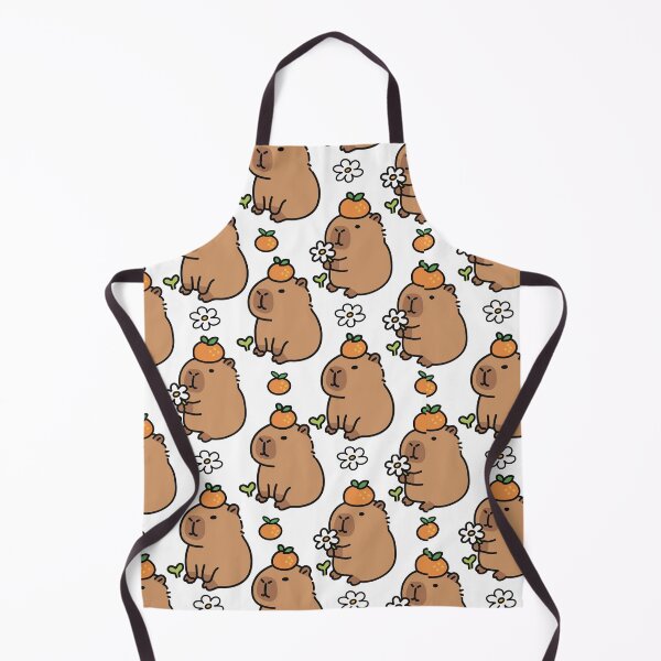 Item preview, Seamless Kawaii Capybara Pattern with Oranges and Daisies designed and sold by MJ ART.