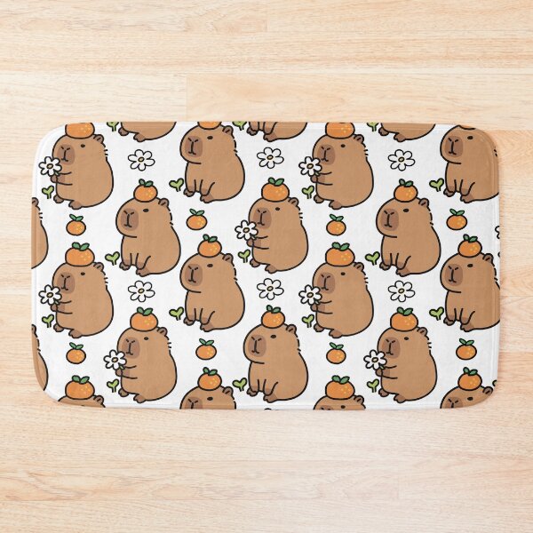 Item preview, Seamless Kawaii Capybara Pattern with Oranges and Daisies designed and sold by MJ ART.