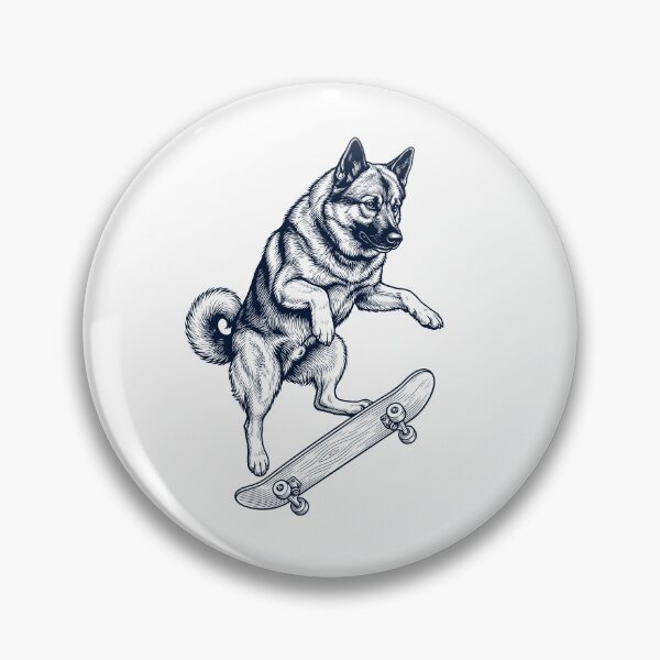 Item preview, Vintage Norwegian Elkhound Skateboarding Skate Dog Dad Lover designed and sold by DoodleTortle.