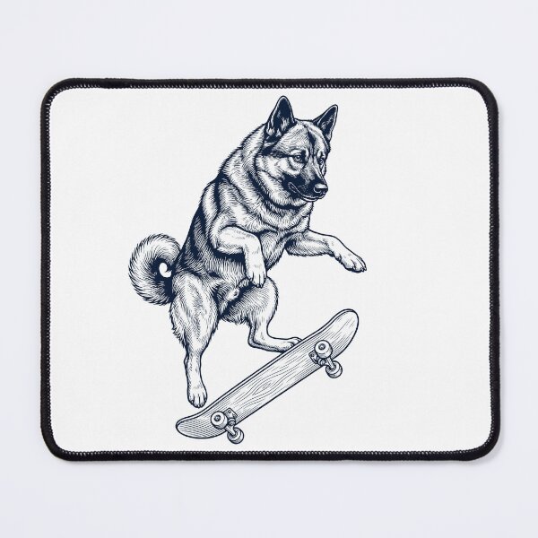 Item preview, Vintage Norwegian Elkhound Skateboarding Skate Dog Dad Lover designed and sold by DoodleTortle.