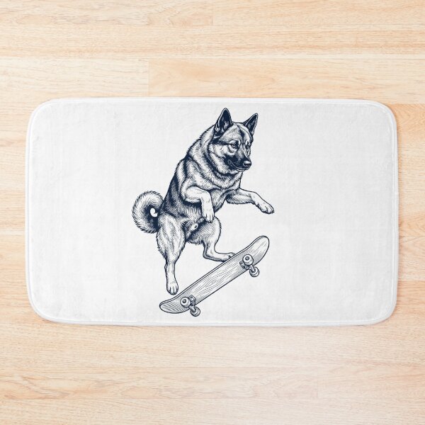 Item preview, Vintage Norwegian Elkhound Skateboarding Skate Dog Dad Lover designed and sold by DoodleTortle.