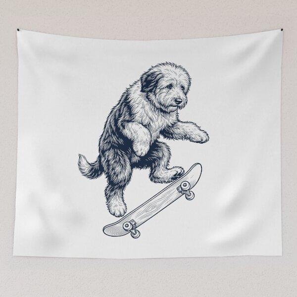 Item preview, Vintage Old English Sheepdog Skateboarding Skate Dog Dad Lover designed and sold by DoodleTortle.