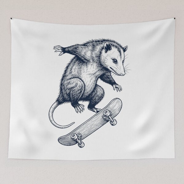 Item preview, Vintage Opossum Skateboarding Skate Animal Lover designed and sold by DoodleTortle.