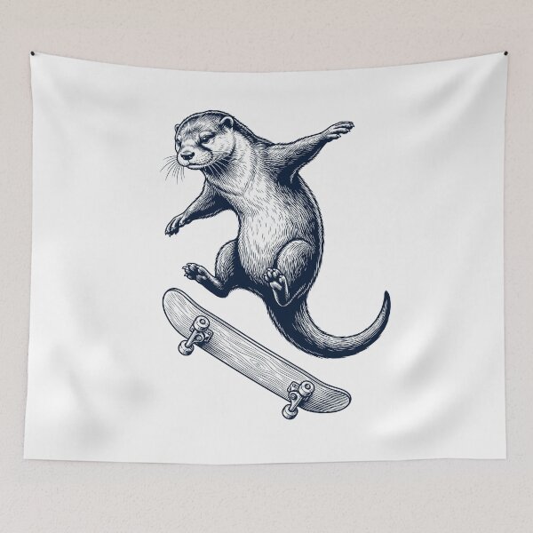 Item preview, Vintage Otter Skateboarding Skate Animal Lover designed and sold by DoodleTortle.