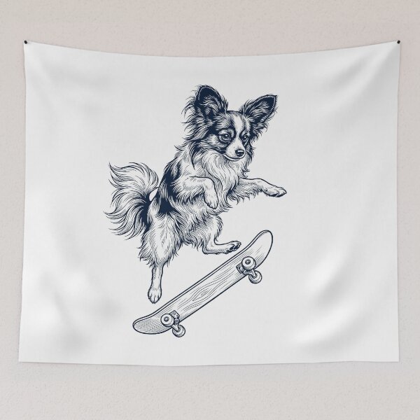 Item preview, Vintage Papillon Skateboarding Skate Dog Dad Lover designed and sold by DoodleTortle.