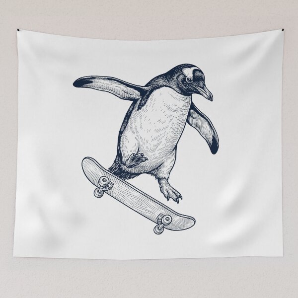 Item preview, Vintage Penguin Skateboarding Skate Animal Lover designed and sold by DoodleTortle.
