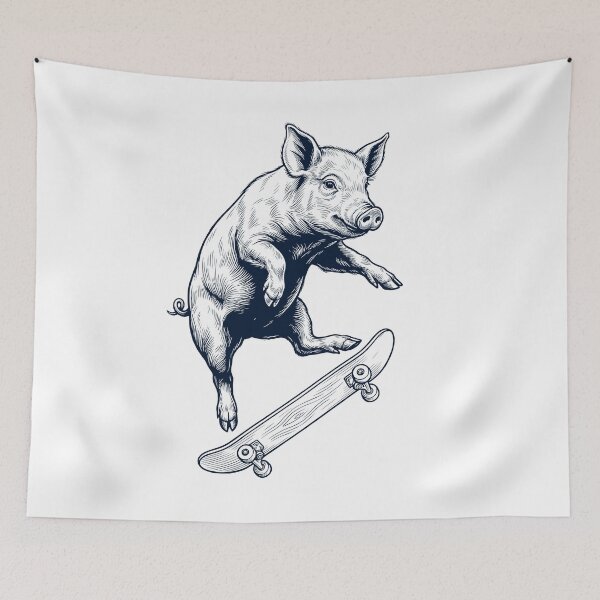 Item preview, Vintage Pig Skateboarding Skate Animal Lover designed and sold by DoodleTortle.