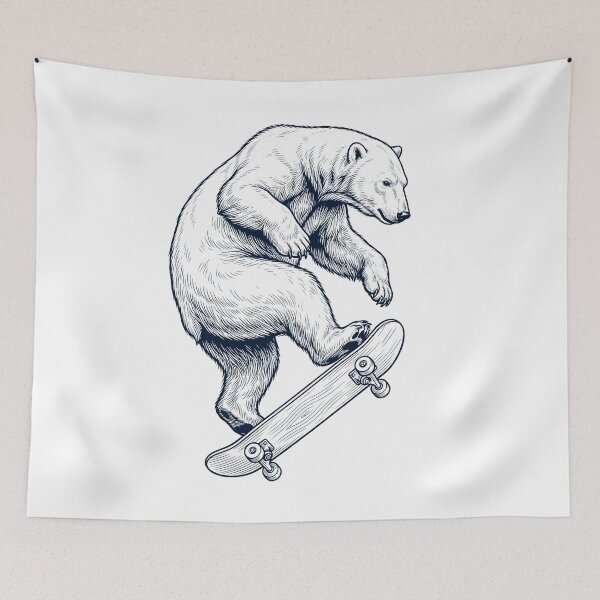 Item preview, Vintage Polar Bear Skateboarding Skate Animal Lover designed and sold by DoodleTortle.