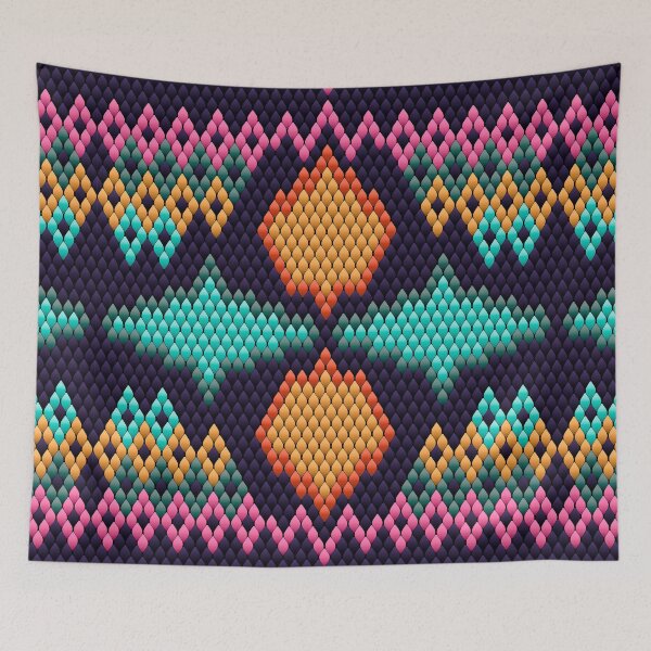 Item preview, Colorful Diamond Mosaic Pattern - Ethnic Geometric Textile Design designed and sold by Ihor Ivanov.