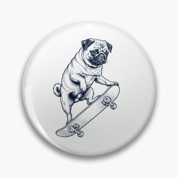 Artikelvorschau, Vintage Mops Skateboarding Skate Dog Dad Lover entworfen und verkauft von DoodleTortle.