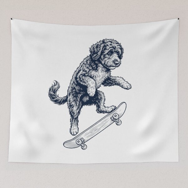 Item preview, Vintage Portuguese Water Dog Skateboarding Skate Dog Dad Lover designed and sold by DoodleTortle.
