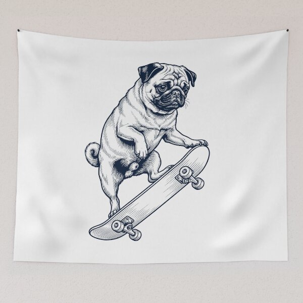 Item preview, Vintage Pug Skateboarding Skate Dog Dad Lover designed and sold by DoodleTortle.