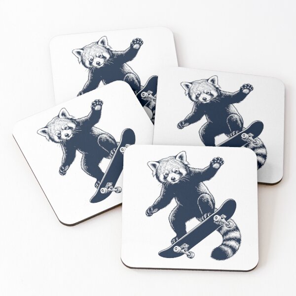 Artikelvorschau, Vintage Red Panda Skateboarding Skate Animal Lover entworfen und verkauft von DoodleTortle.