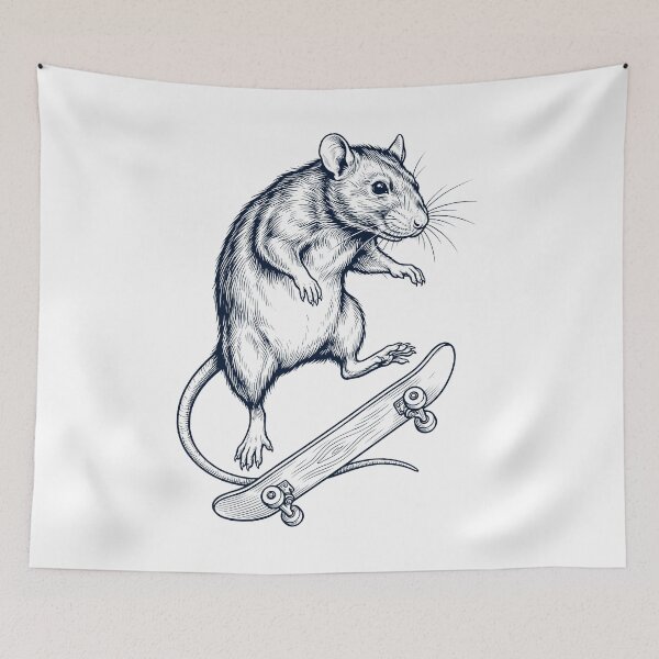Item preview, Vintage Rat Skateboarding Skate Animal Lover designed and sold by DoodleTortle.