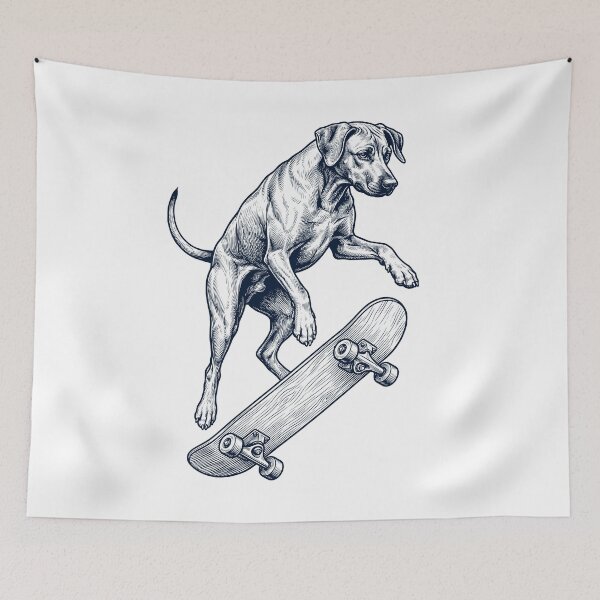 Item preview, Vintage Rhodesian Ridgeback Skateboarding Skate Dog Dad Lover designed and sold by DoodleTortle.
