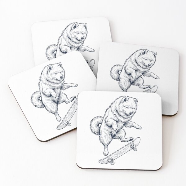 Item preview, Vintage Samoyed Skateboarding Skate Dog Dad Lover designed and sold by DoodleTortle.