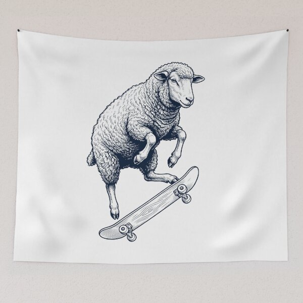Item preview, Vintage Sheep Skateboarding Skate Animal Lover designed and sold by DoodleTortle.
