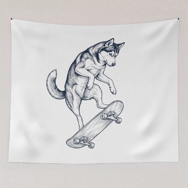 Item preview, Vintage Siberian Husky Skateboarding Skate Dog Dad Lover designed and sold by DoodleTortle.