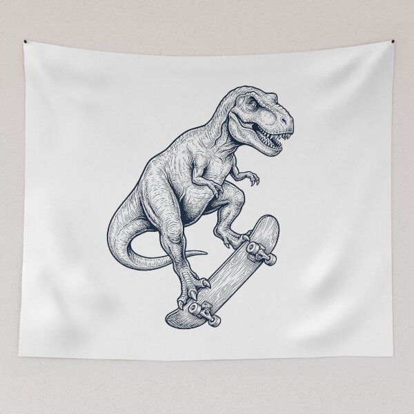 Item preview, Vintage T Rex Dinosaur Skateboarding Skate Animal Lover designed and sold by DoodleTortle.