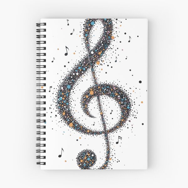 Item preview, A vibrant, abstract treble clef formed from colorful confetti, dots and scattered musical notes. Energetic and playful composition evokes melody, designed and sold by Dejbar.