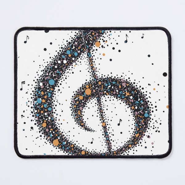 Item preview, A vibrant, abstract treble clef formed from colorful confetti, dots and scattered musical notes. Energetic and playful composition evokes melody, designed and sold by Dejbar.