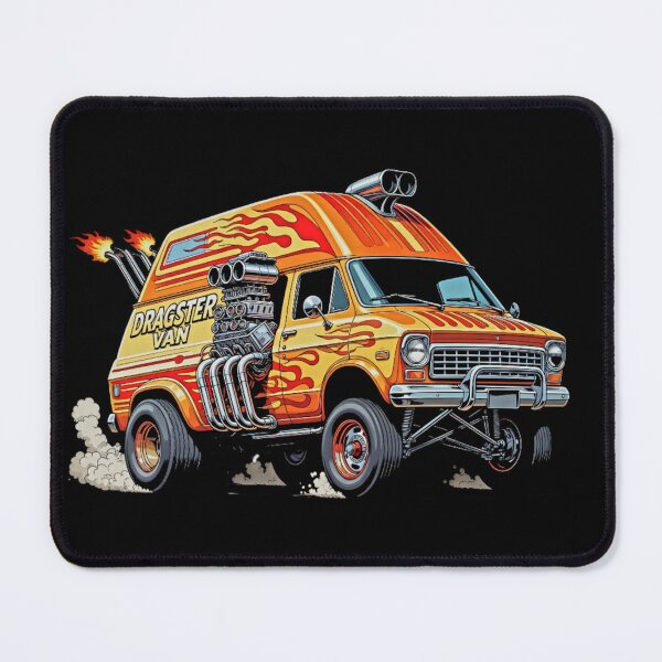 Item preview, Dragster Van - Classic Flame Custom Van with Big Block Engine Hot Rod Art designed and sold by David Brookes Digital.