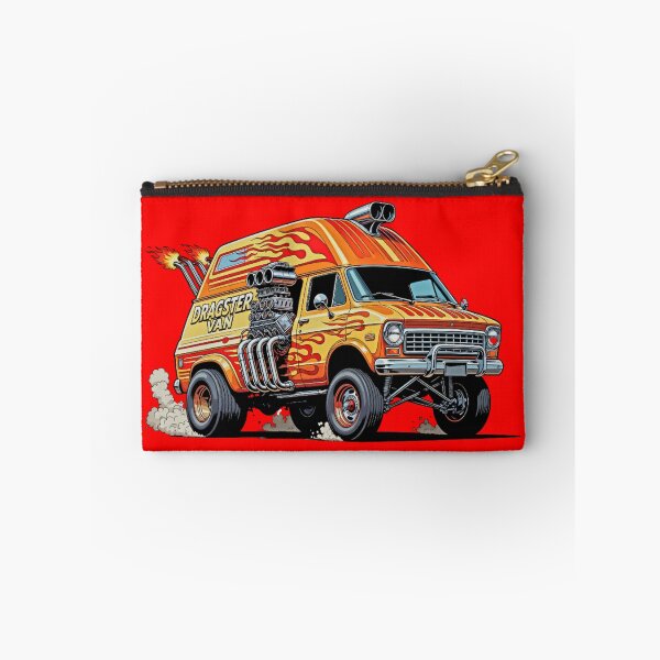 Item preview, Dragster Van - Classic Flame Custom Van with Big Block Engine Hot Rod Art designed and sold by David Brookes Digital.