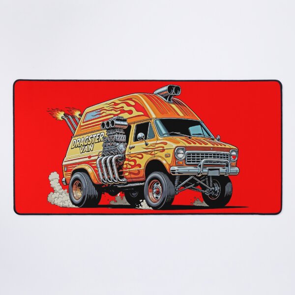 Item preview, Dragster Van - Classic Flame Custom Van with Big Block Engine Hot Rod Art designed and sold by David Brookes Digital.
