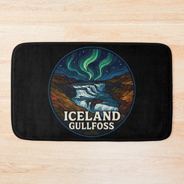 Item preview, Gullfoss Iceland Waterfall Stained Glass Travel designed and sold by TomFrontierArt.