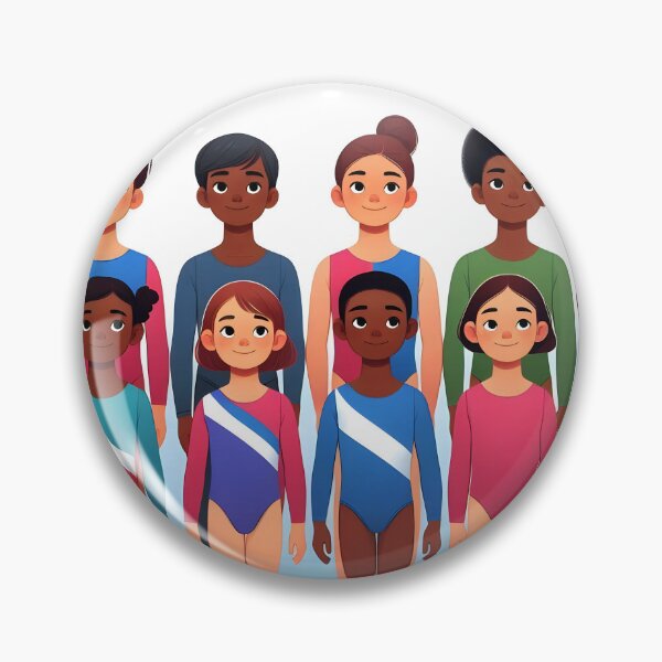 Item preview, Diverse Gymnasts Team – Cartoon Girls in Two Rows designed and sold by EmeraldeaArt.