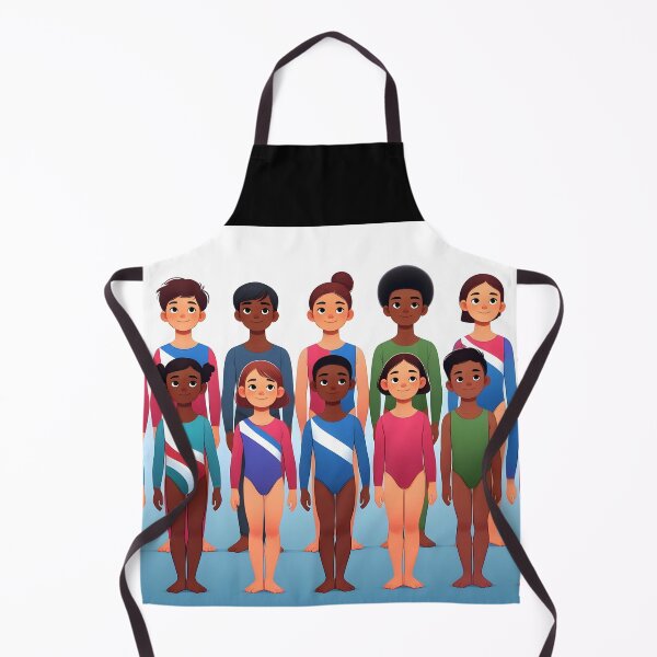 Item preview, Diverse Gymnasts Team – Cartoon Girls in Two Rows designed and sold by EmeraldeaArt.