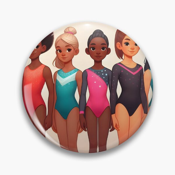 Item preview, Gymnast Girls Lineup – Diverse Skin Tones and Hair Colors Digital Illustration designed and sold by EmeraldeaArt.