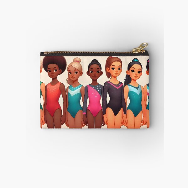 Item preview, Gymnast Girls Lineup – Diverse Skin Tones and Hair Colors Digital Illustration designed and sold by EmeraldeaArt.