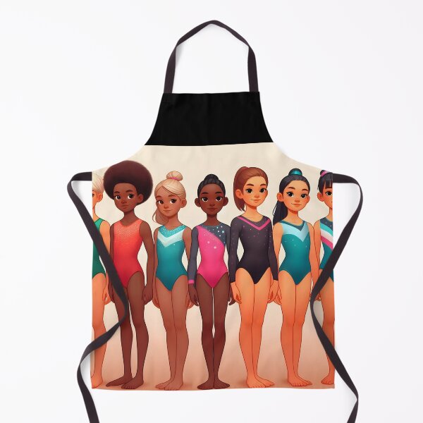 Item preview, Gymnast Girls Lineup – Diverse Skin Tones and Hair Colors Digital Illustration designed and sold by EmeraldeaArt.
