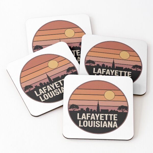 Item preview, Lafayette Louisiana: Orange Pink Brown Sunset Skyline Badge designed and sold by CircinusStore.