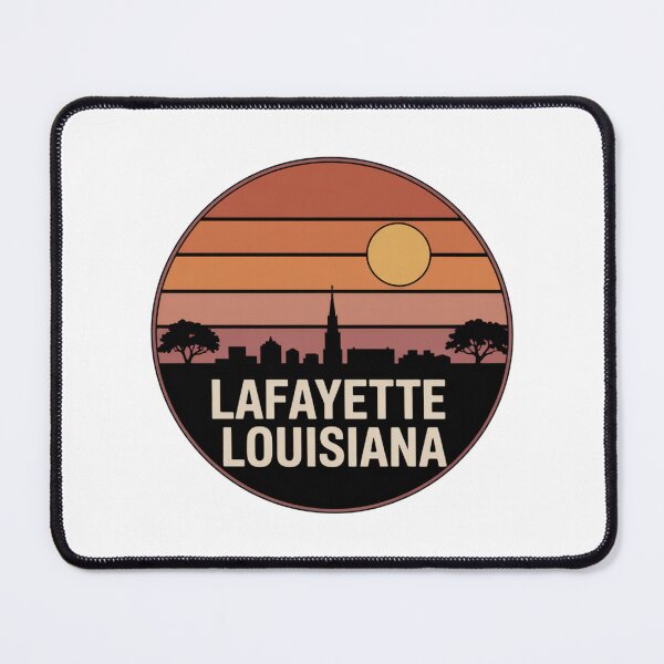 Item preview, Lafayette Louisiana: Orange Pink Brown Sunset Skyline Badge designed and sold by CircinusStore.
