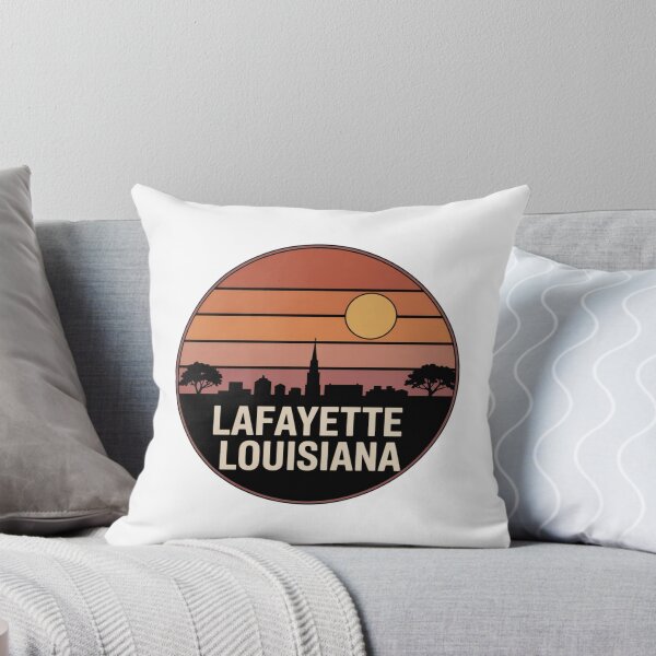 Item preview, Lafayette Louisiana: Orange Pink Brown Sunset Skyline Badge designed and sold by CircinusStore.