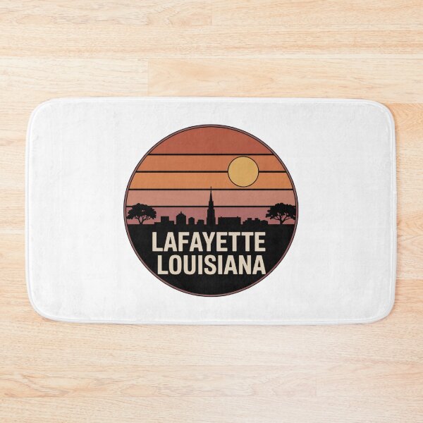 Item preview, Lafayette Louisiana: Orange Pink Brown Sunset Skyline Badge designed and sold by CircinusStore.