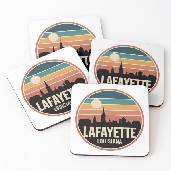 Item preview, Lafayette Louisiana: Blue Orange Brown Sunset Skyline Badge designed and sold by CircinusStore.