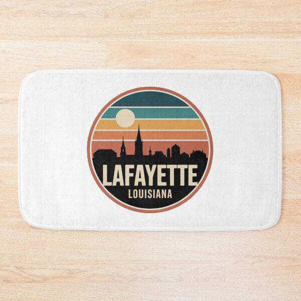 Item preview, Lafayette Louisiana: Blue Orange Brown Sunset Skyline Badge designed and sold by CircinusStore.