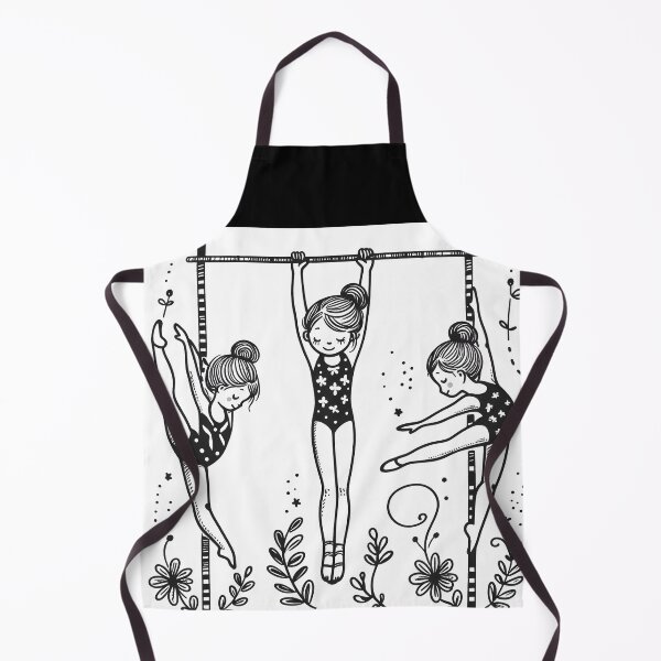 Item preview, Three Gymnast Girls – Black and White Floral Line Art Illustration designed and sold by EmeraldeaArt.