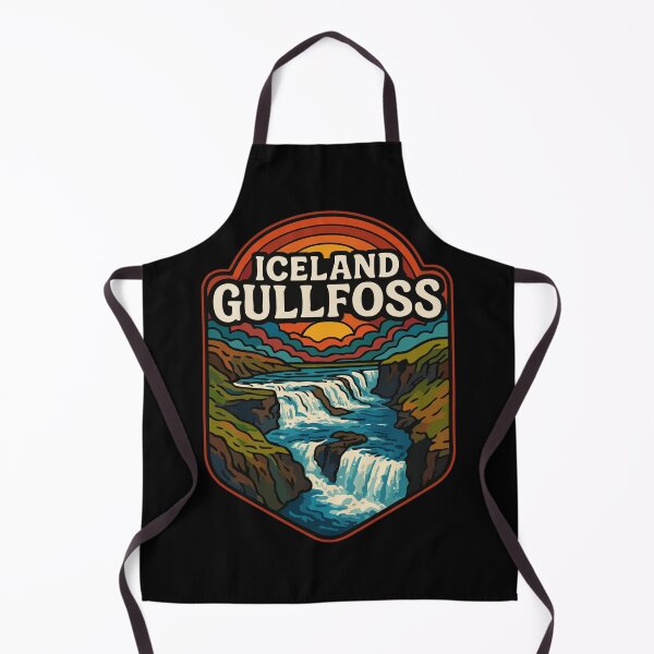 Item preview, Gullfoss Iceland Waterfall Retro Trippy Art Travel designed and sold by TomFrontierArt.