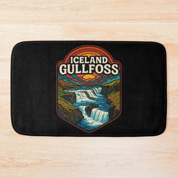 Item preview, Gullfoss Iceland Waterfall Retro Trippy Art Travel designed and sold by TomFrontierArt.