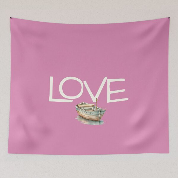 Item preview, Love Boat Watercolor Art – Romantic Nautical Illustration – Ocean Love Print designed and sold by Teacuppupdesign.