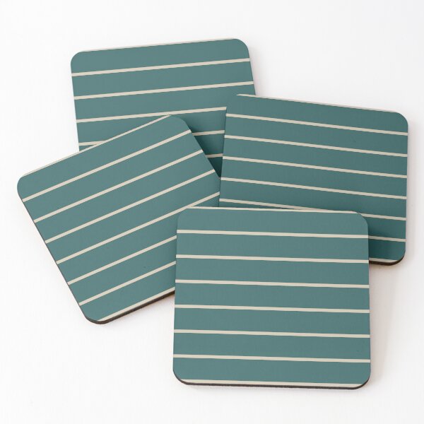 Item preview, Teal And Beige Horizontal Pinstripes Pattern designed and sold by pattern-archive.